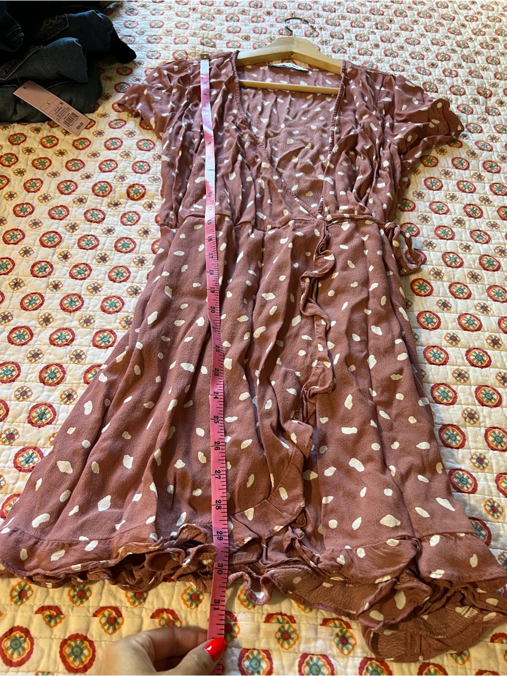 EUC Abercrombie & Fitch Dusty Rose Mini Wrap Dress size medium - Picture 7 of 7